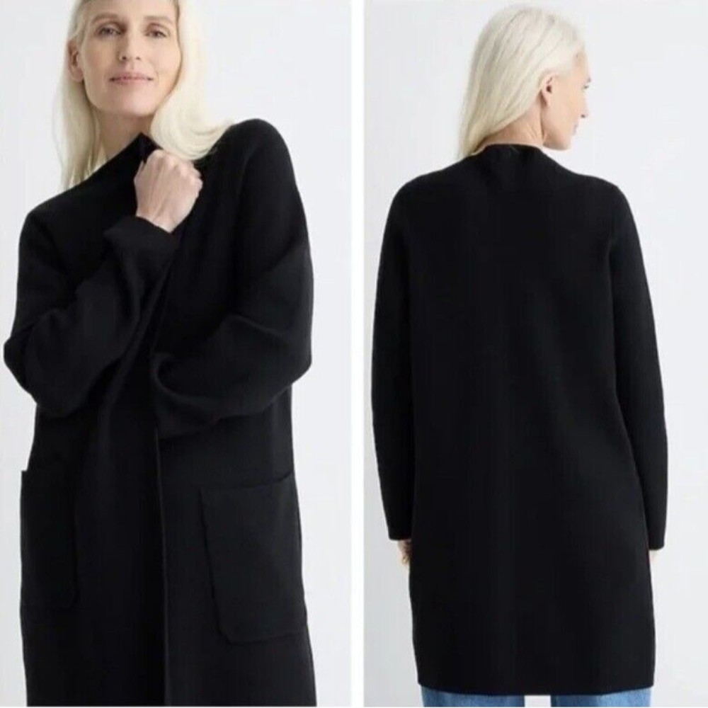 J.CREW 365 Juliette Collarless Sweater Blazer In Black Size M Merino Wool Blend - Picture 7 of 16